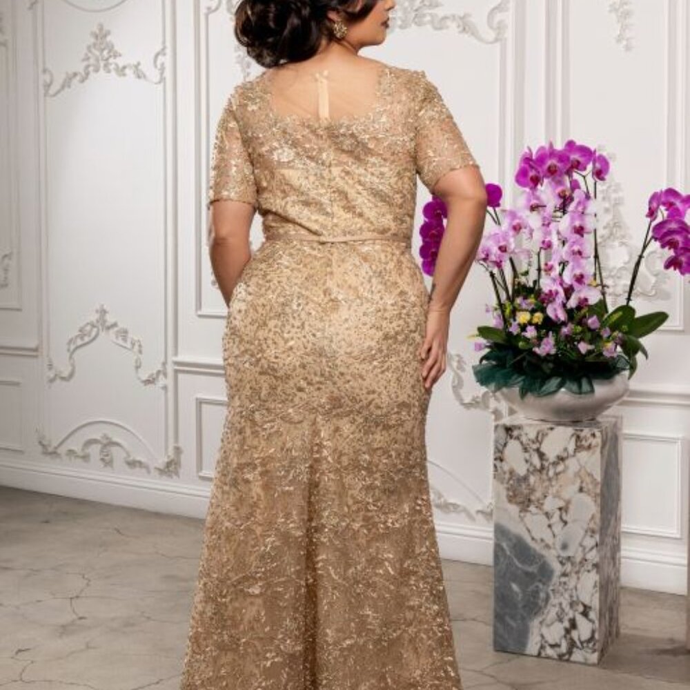 PLUS SIZE FORMAL MOTHER OF THE BRIDE DRESS. WEDDING GUEST SAGE GOLD NAVY PINK - Picture 2 of 8